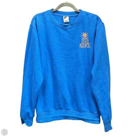 Sweatshirt Crewneck By Nike Apparel In Blue & Orange, Size: S