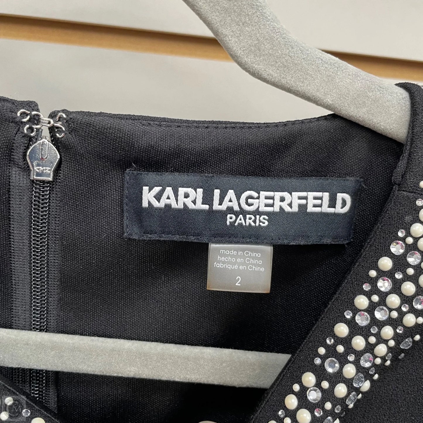 Dress Designer By Karl Lagerfeld In Black & Cream, Size: 2