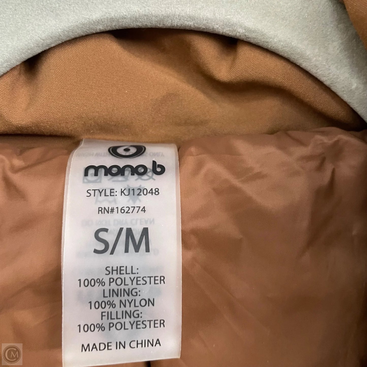 Jacket Puffer & Quilted By Mono B In Brown, Size: M