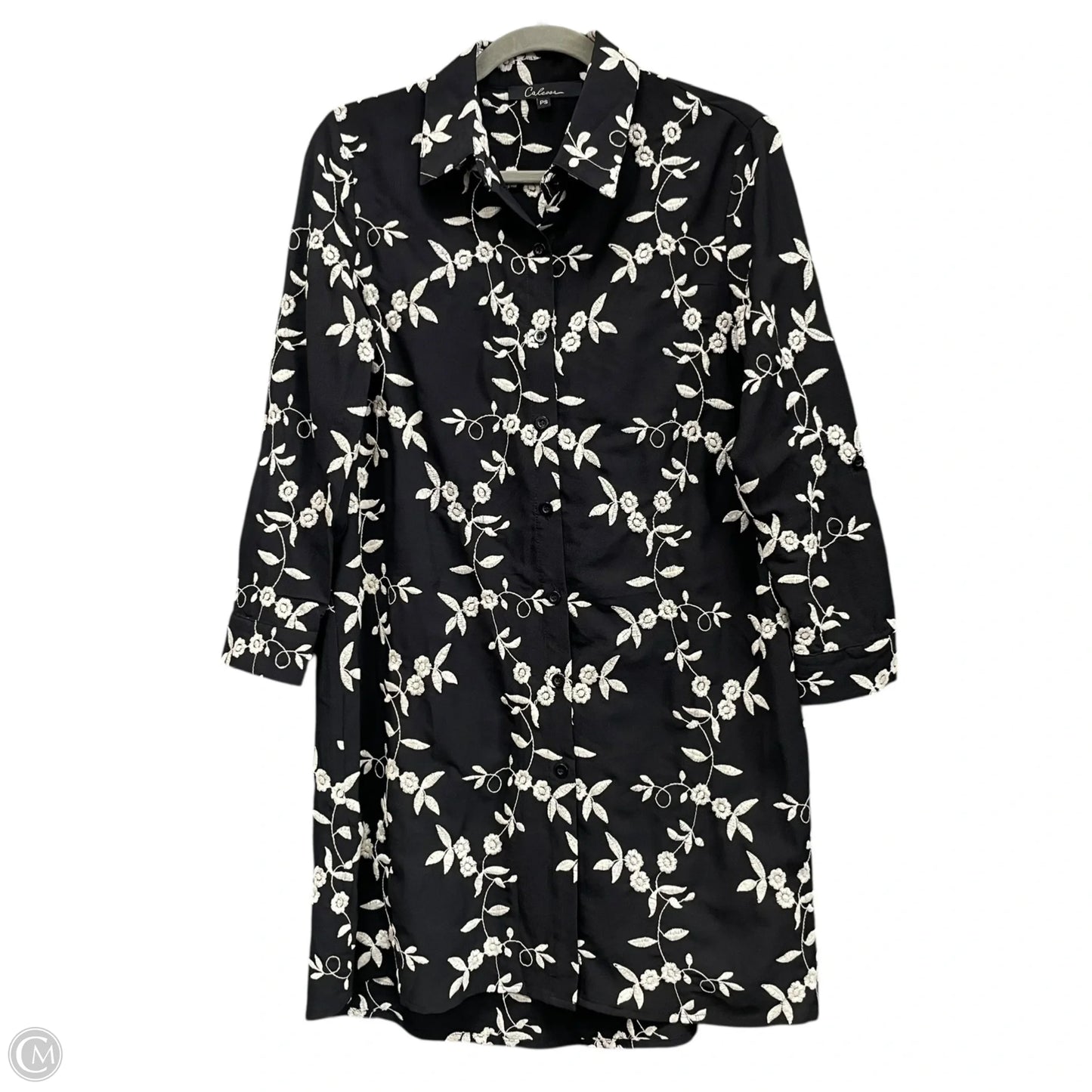 Tunic Long Sleeve By Calessa In Black & Cream, Size: Sp