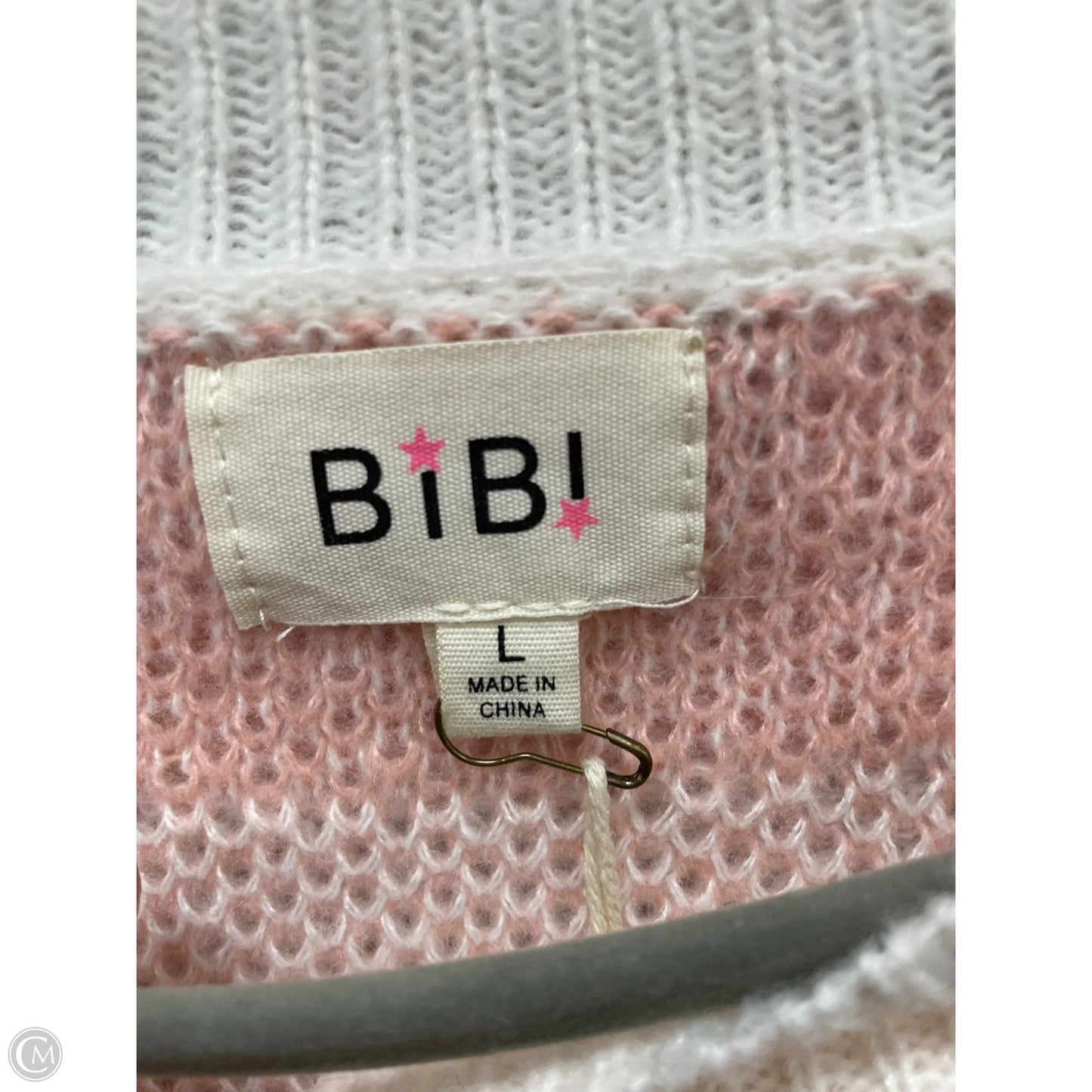 Sweater Short Sleeve By Bibi In Pink & White, Size: L