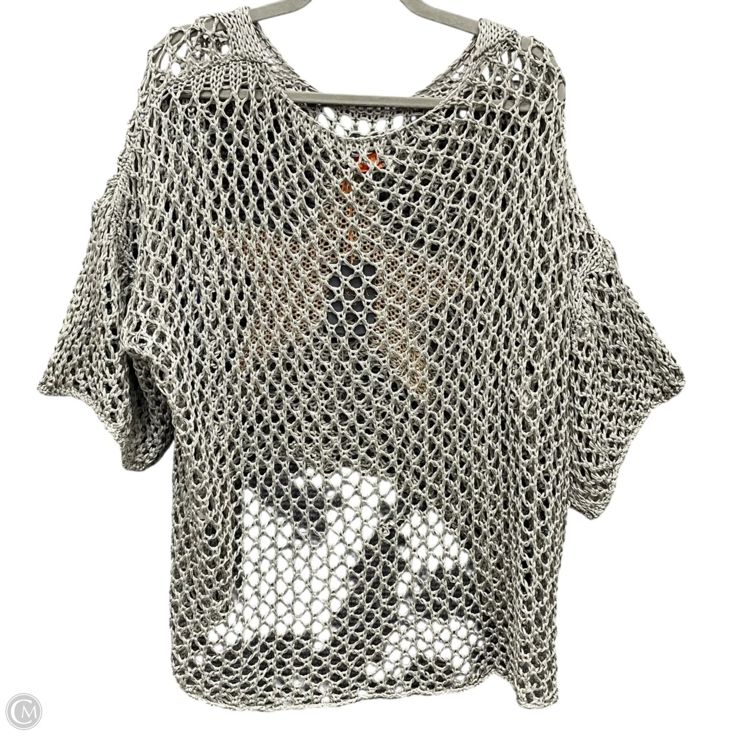 Sweater Short Sleeve By Clothes Mentor In Gold & Grey, Size: Osfm