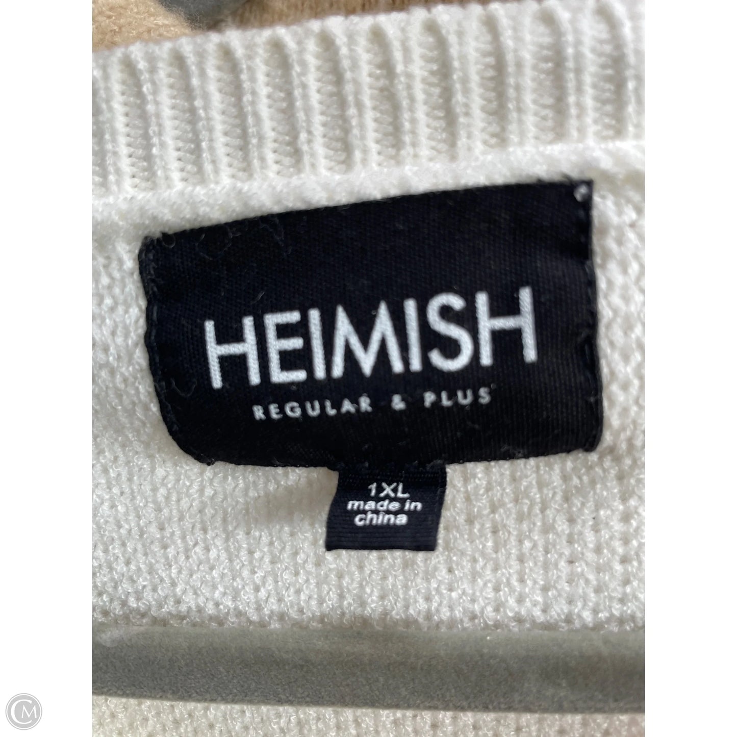 Sweater By Heimish Usa In Brown & Cream, Size: 1x