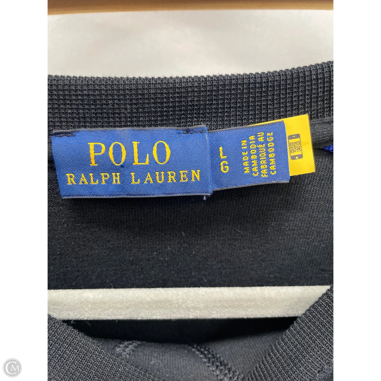 Sweatshirt Crewneck By Polo Ralph Lauren In Black & Blue, Size: L