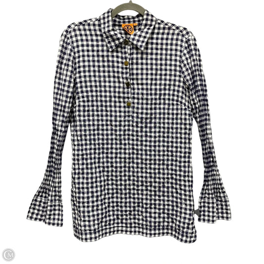 Top Long Sleeve Designer By Tory Burch In Blue & White, Size: 10