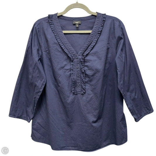 Blouse 3/4 Sleeve By Talbots In Navy, Size: M