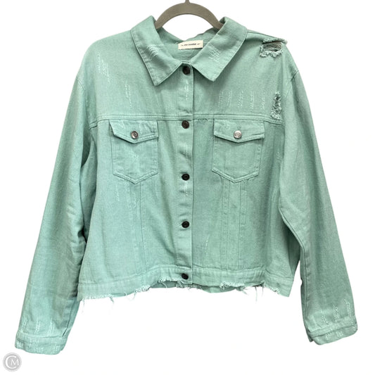 Jacket Denim By Ee Some In Green Denim, Size: Xl