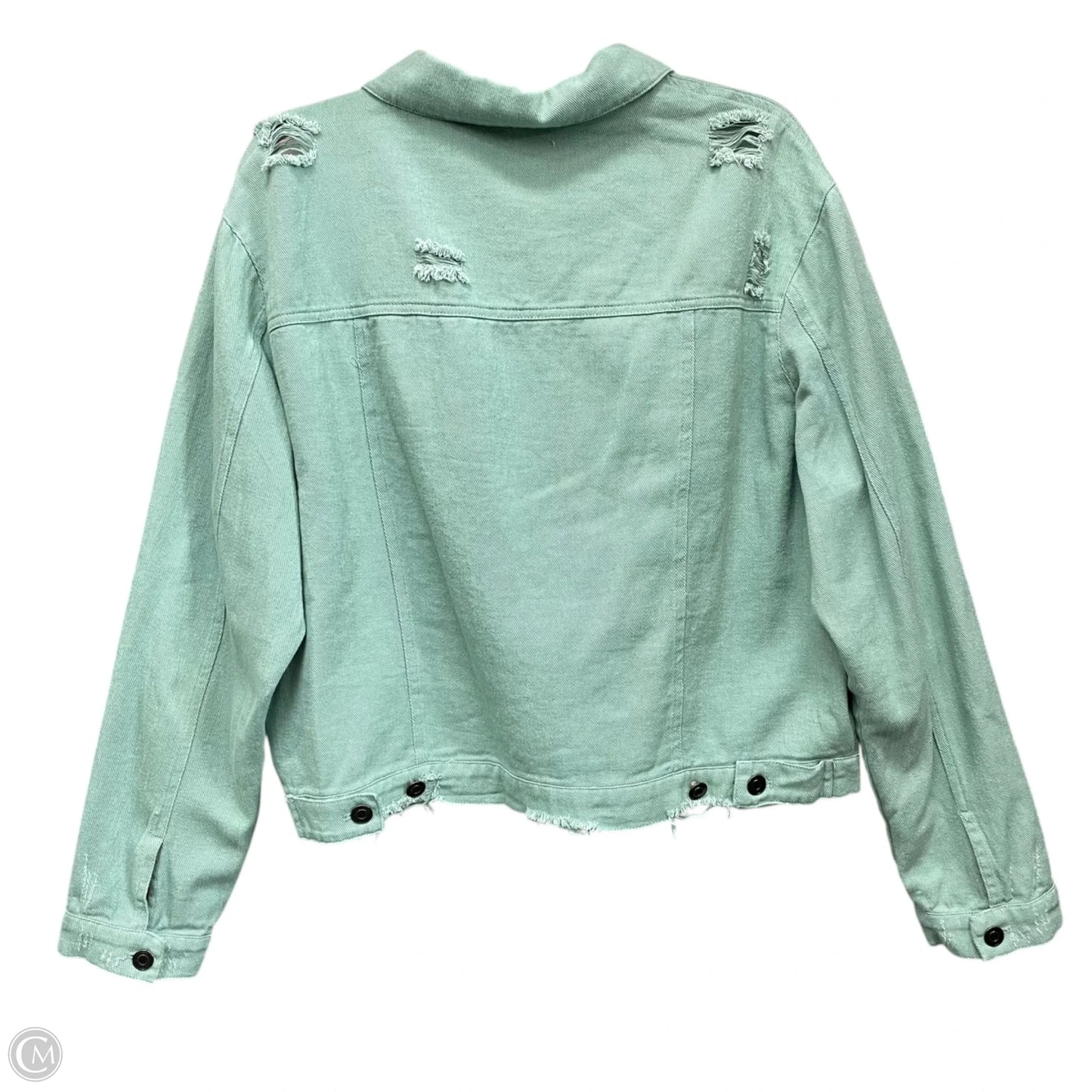 Jacket Denim By Ee Some In Green Denim, Size: Xl