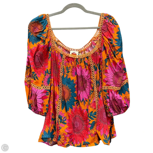 Blouse 3/4 Sleeve By Farm Rio In Multi-colored, Size: L