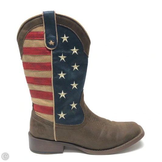 Boots Western By Roper In Blue & Red & White, Size: 8