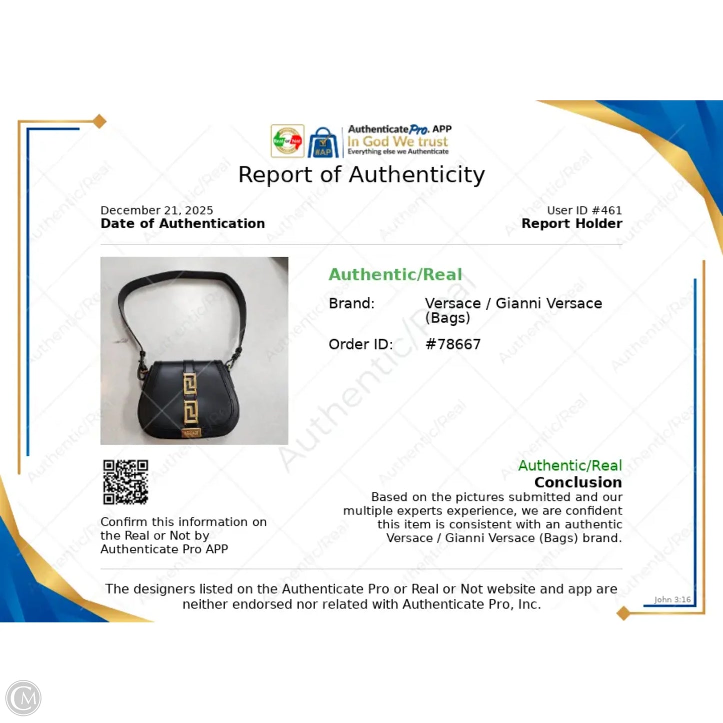 Handbag Luxury Designer By Versace, Size: Small