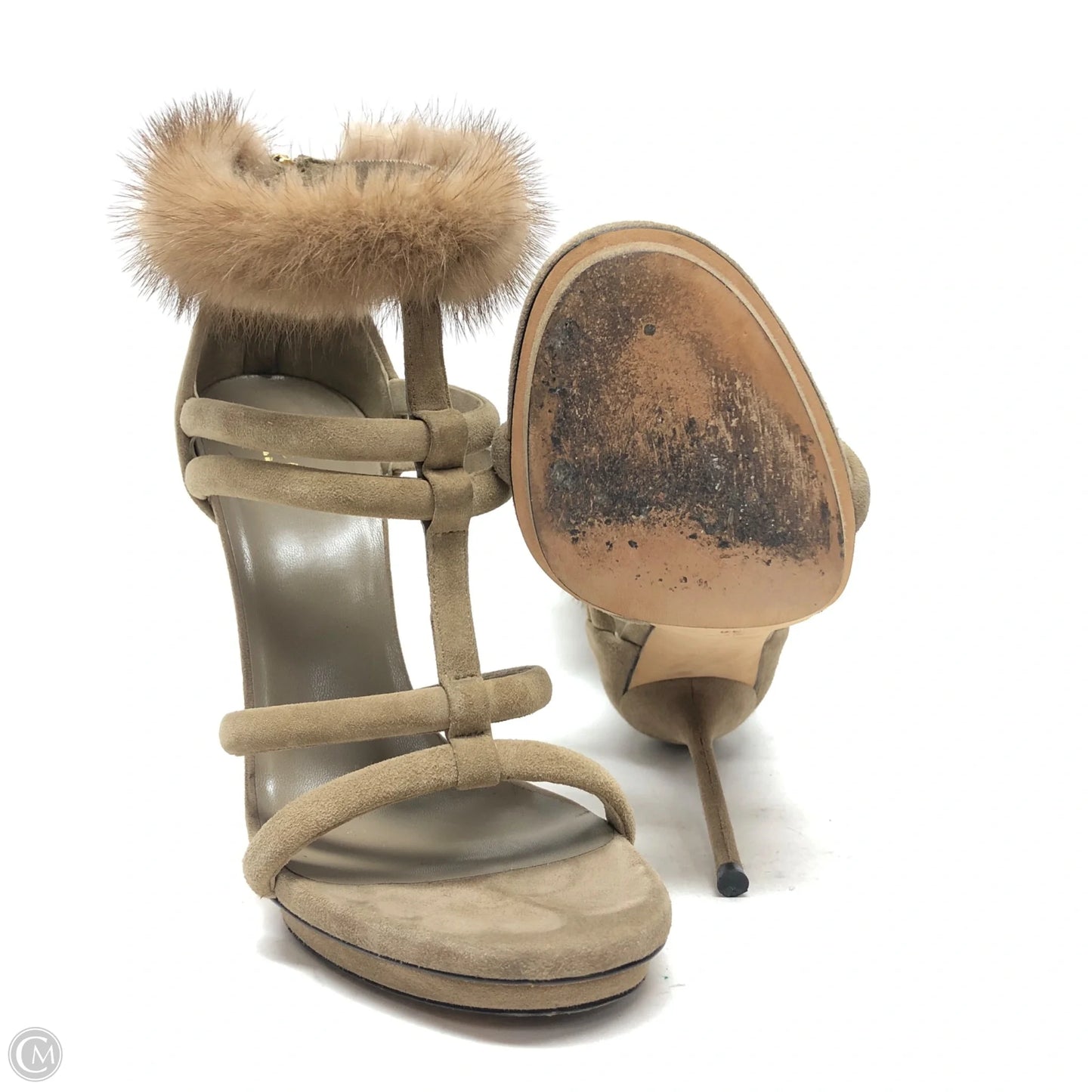 Sandals Luxury Designer By Gucci In Beige, Size: 7.5