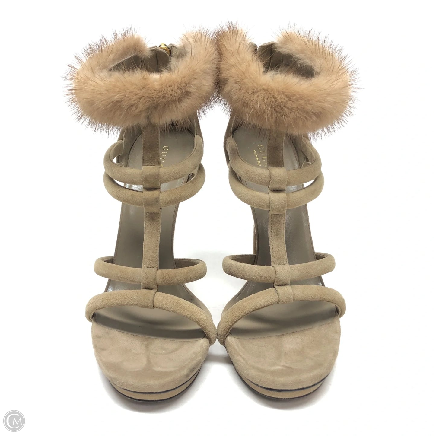 Sandals Luxury Designer By Gucci In Beige, Size: 7.5