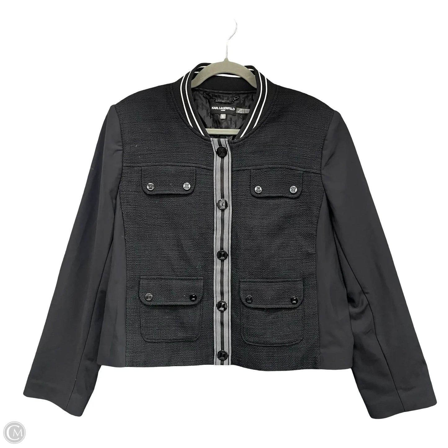 Jacket Designer By Karl Lagerfeld In Black, Size: Xl