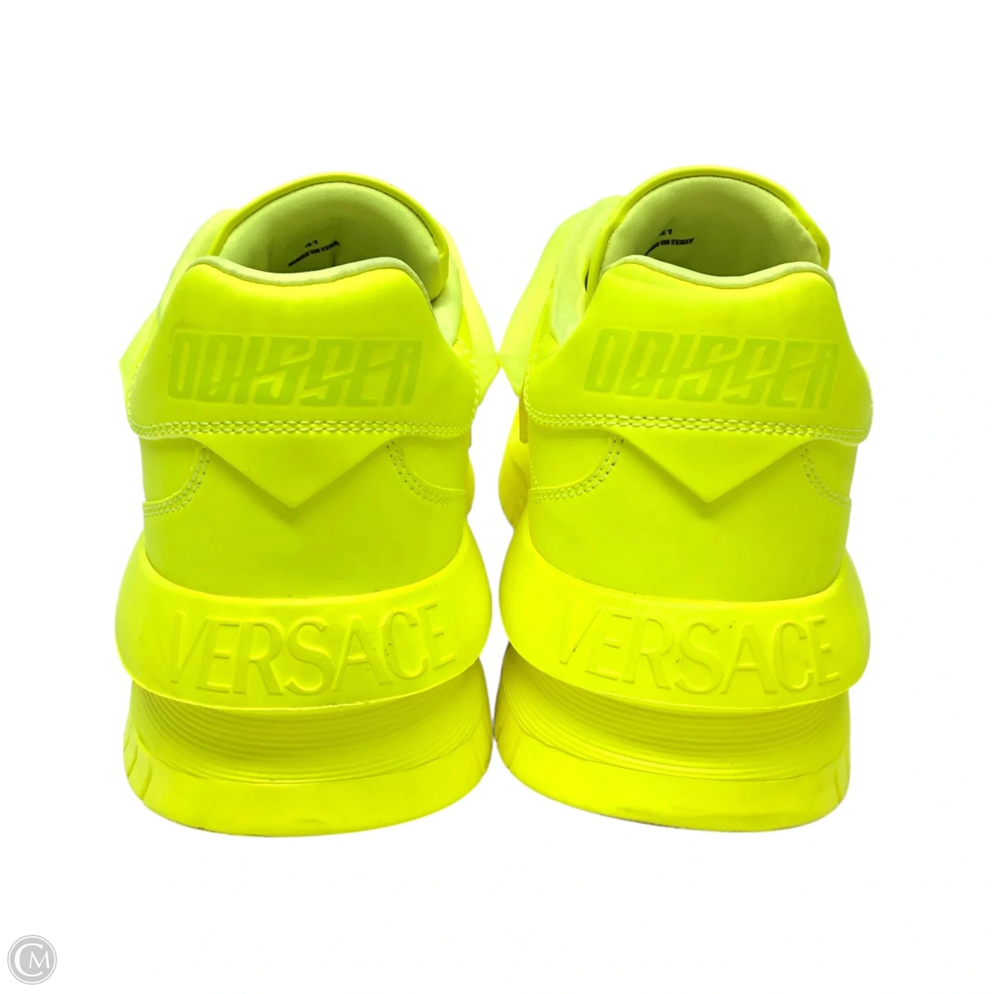 Shoes Luxury Designer By Versace In Yellow, Size: 10.5