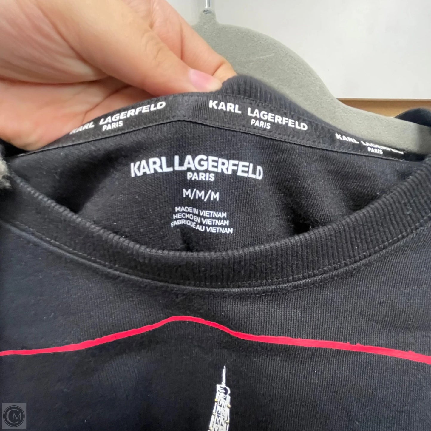 Sweatshirt Designer By Karl Lagerfeld In Black & White, Size: M