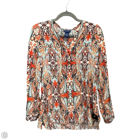 Blouse Long Sleeve By Doncaster In Multi-colored, Size: 8