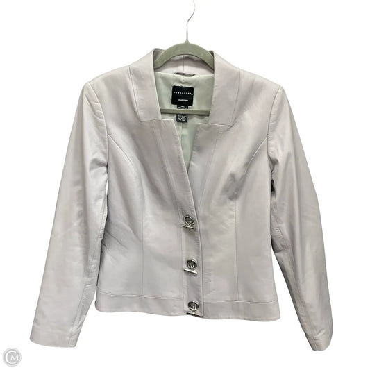 Jacket Leather By Doncaster In Grey, Size: 8