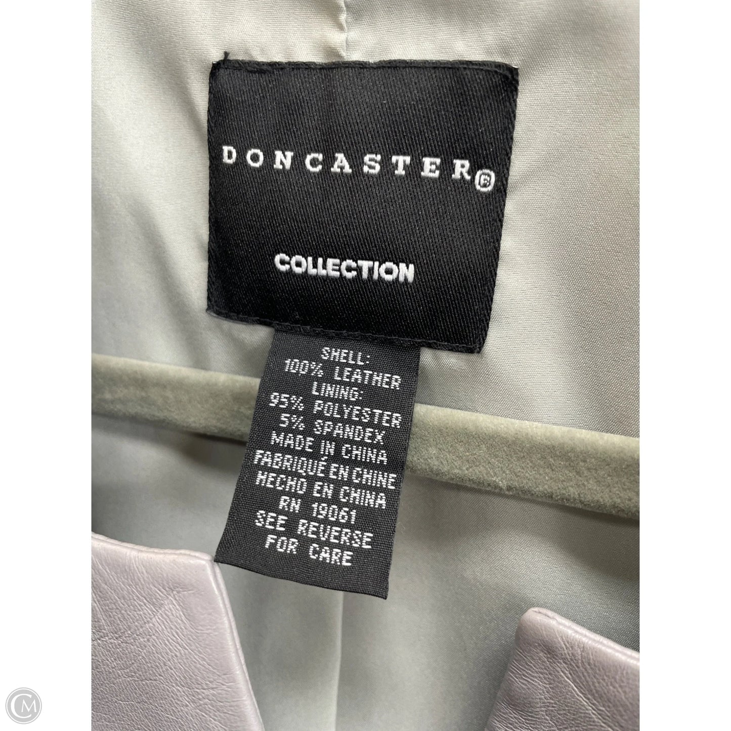 Jacket Leather By Doncaster In Grey, Size: 8