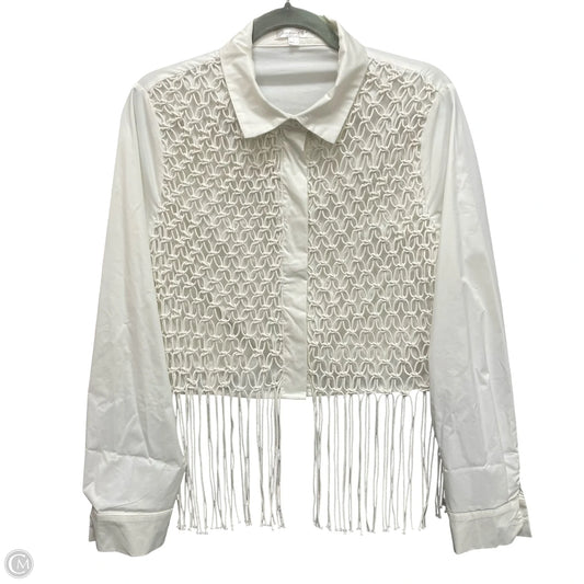 Top Long Sleeve By Line & Dot In White, Size: L