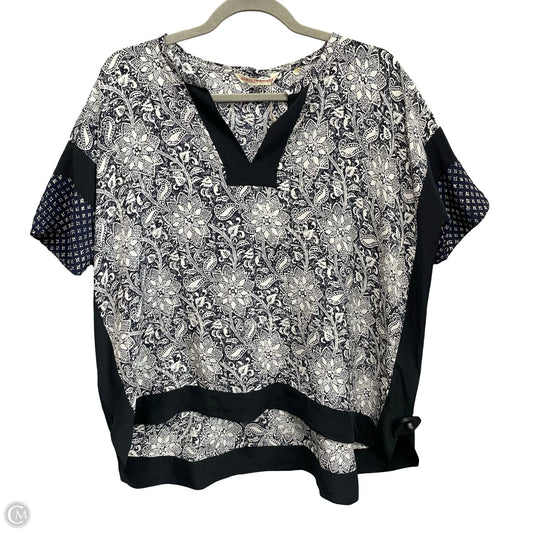 Top Short Sleeve By Rebecca Taylor In Blue & White, Size: 0
