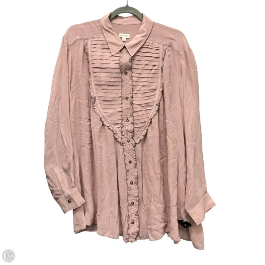 Blouse Long Sleeve By Pilcro In Pink, Size: L