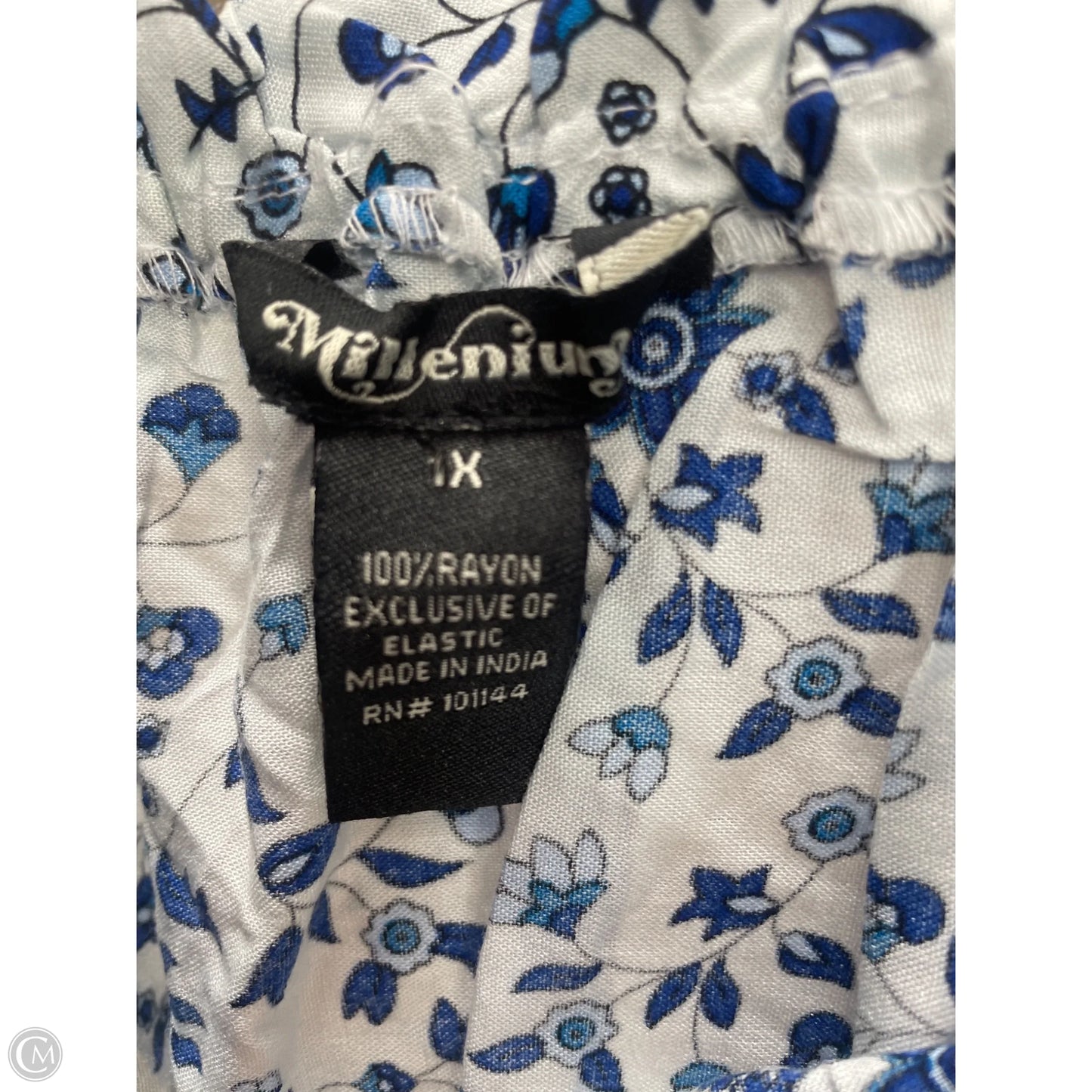 Blouse Long Sleeve By Clothes Mentor In Blue & White, Size: 1x