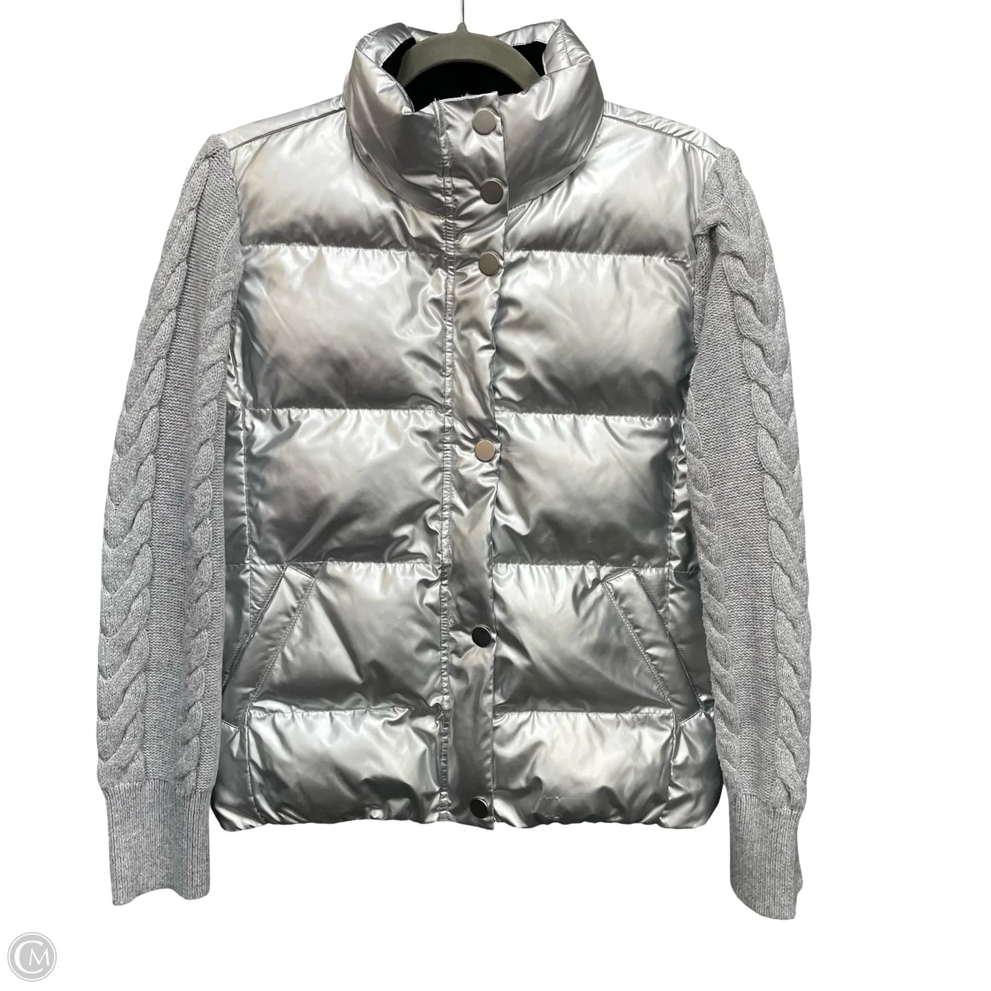 Jacket Puffer & Quilted By Talbots In Silver, Size: Sp