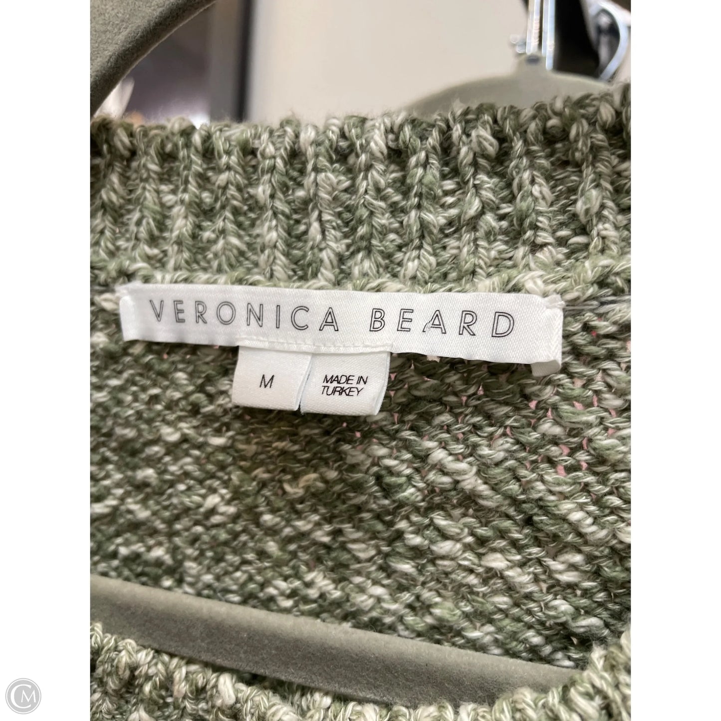 Top Long Sleeve By Veronica Beard In Green & White, Size: M