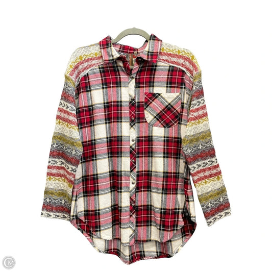 Top Long Sleeve By Aratta Silent Journey In Plaid Pattern, Size: S