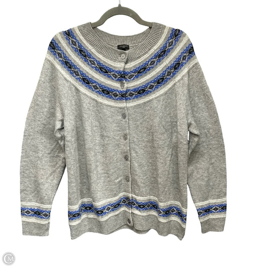 Sweater Cardigan By Talbots In Blue & Grey, Size: 1x