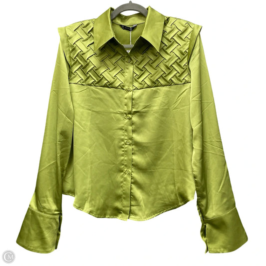 Top Long Sleeve By Cme In Green, Size: L