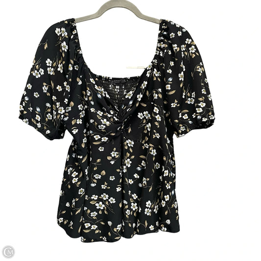 Blouse Short Sleeve By Shein In Floral Print, Size: 1x