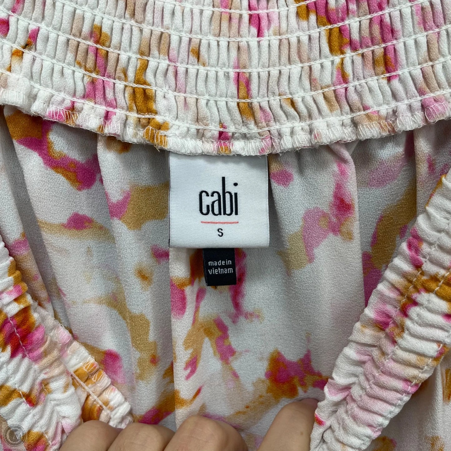 Blouse 3/4 Sleeve By Cabi In Orange & Pink, Size: S