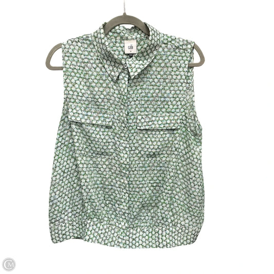 Top Sleeveless By Cabi In Green & White, Size: M