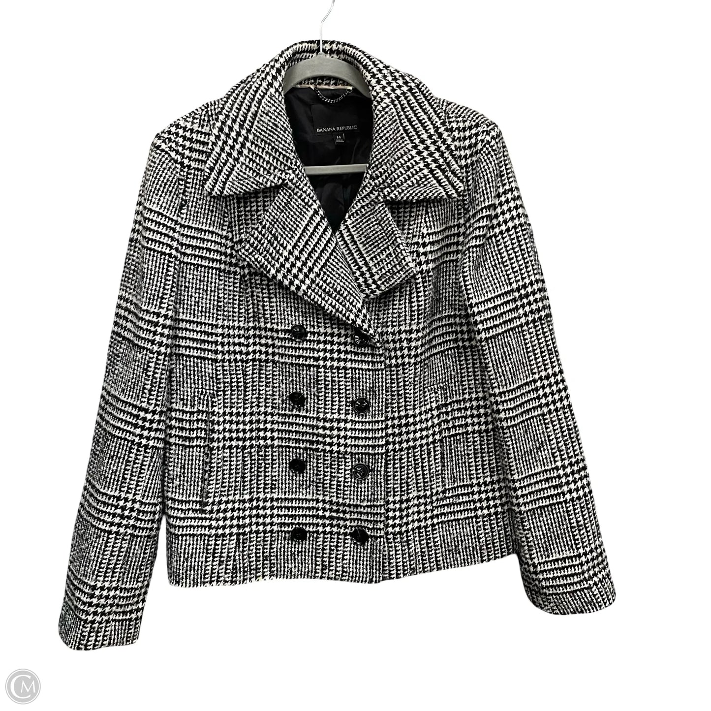 Coat Peacoat By Banana Republic In Black & White, Size: 14