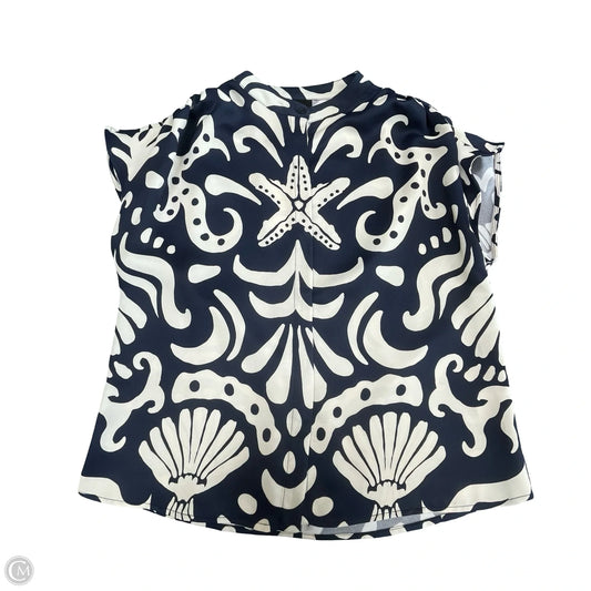 Top Short Sleeve By Alex Marie In Blue & Cream, Size: S