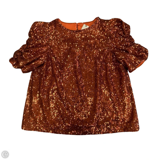 Blouse Short Sleeve By Anthropologie In Orange, Size: 4