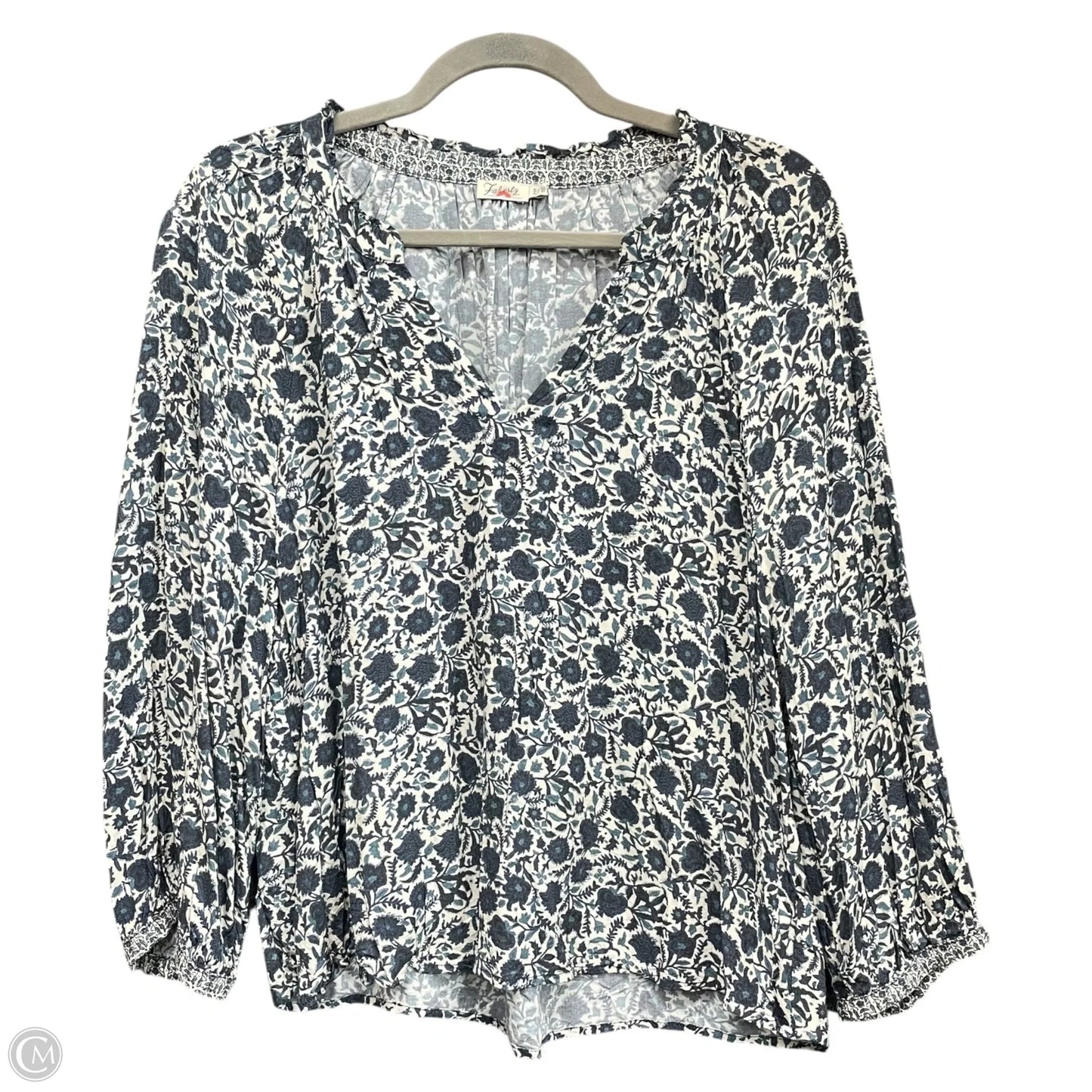 Top 3/4 Sleeve By Faherty In Blue & White, Size: M