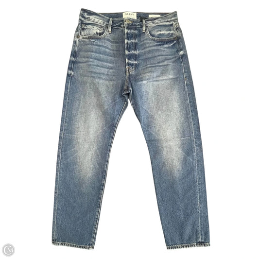 Jeans Straight By Frame In Blue Denim, Size: 4