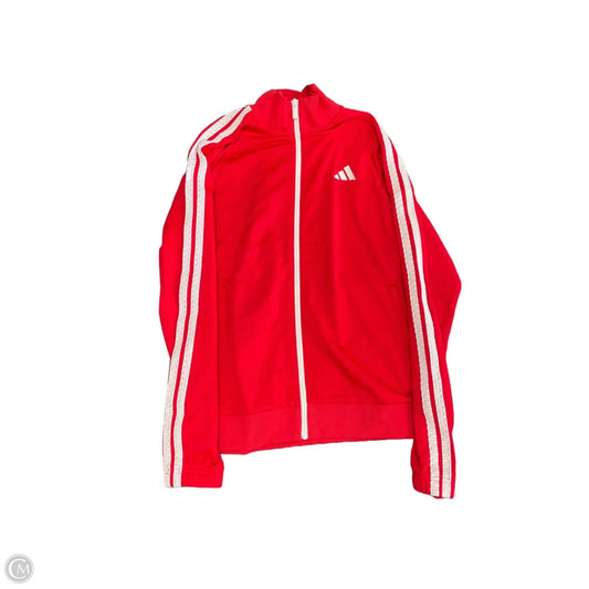 Athletic Jacket By Adidas In Red & White, Size: S