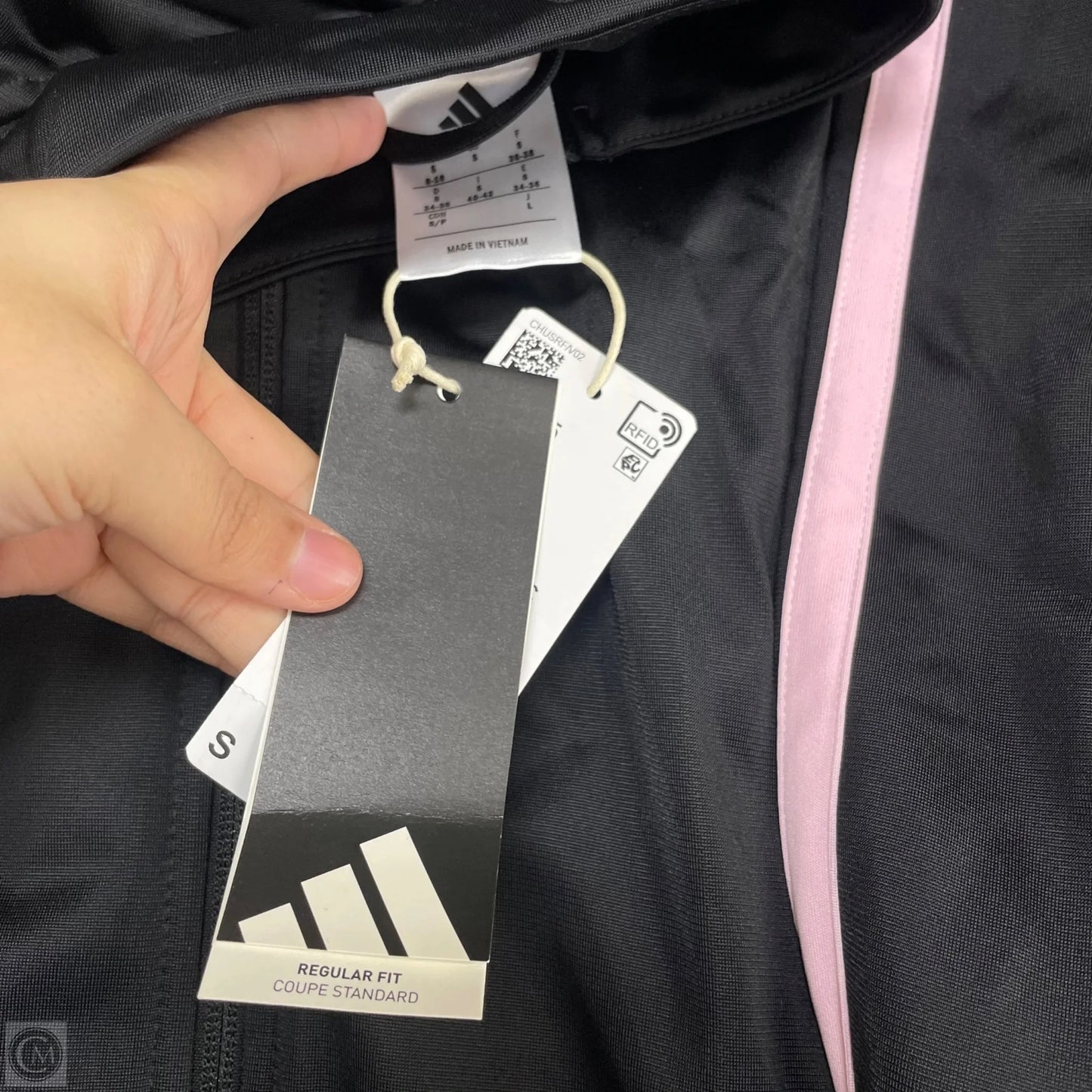 Athletic Jacket By Adidas In Black & Pink, Size: S