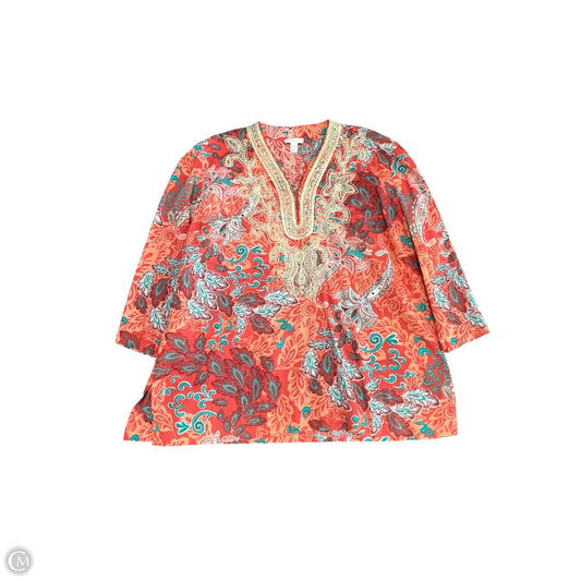 Tunic 3/4 Sleeve By Charter Club In Multi-colored, Size: Xl