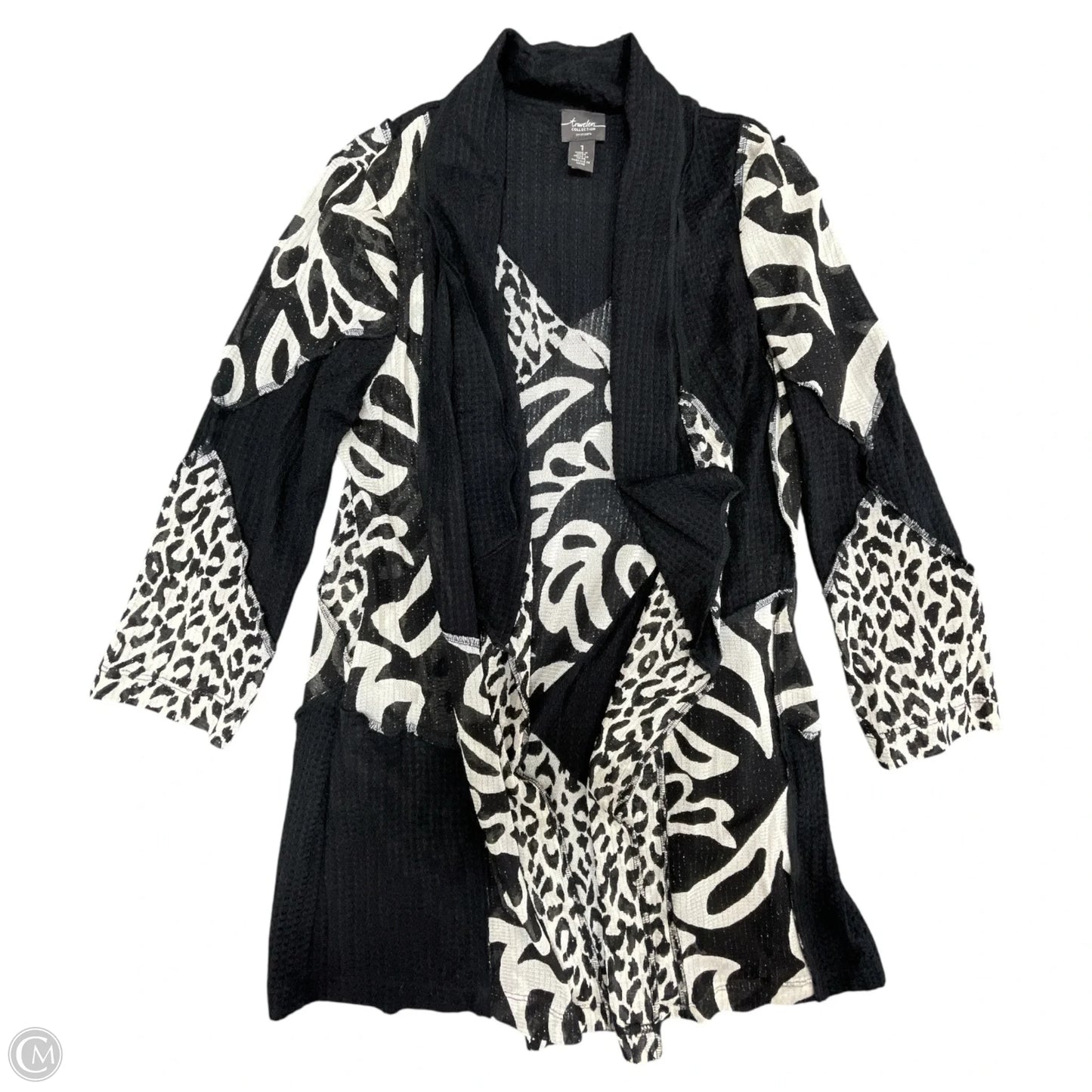 Kimono By Chicos In Black & White, Size: S