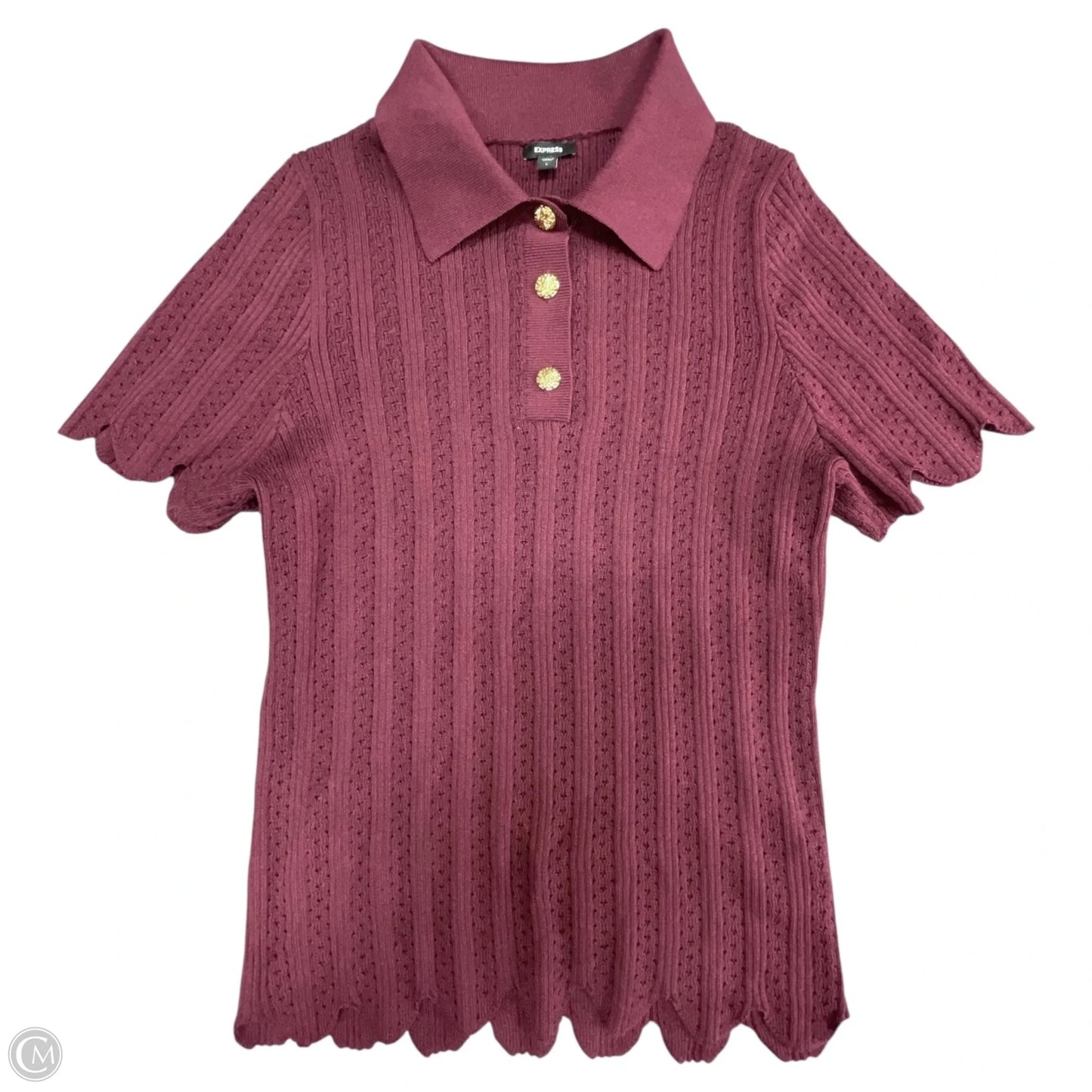 Top Short Sleeve By Express In Maroon, Size: L