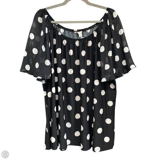 Blouse Short Sleeve By Cato In Black & White, Size: 22