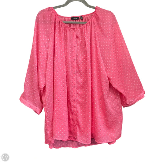 Blouse 3/4 Sleeve By Apt 9 In Pink, Size: 3x
