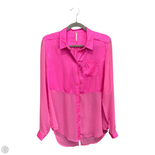 Top Long Sleeve By Free People In Pink, Size: S