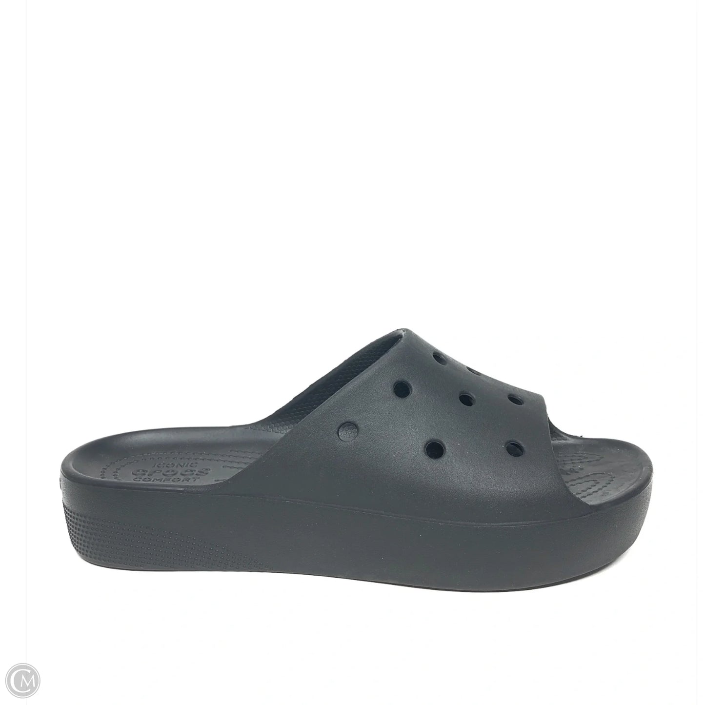 Sandals Flats By Crocs In Black, Size: 11