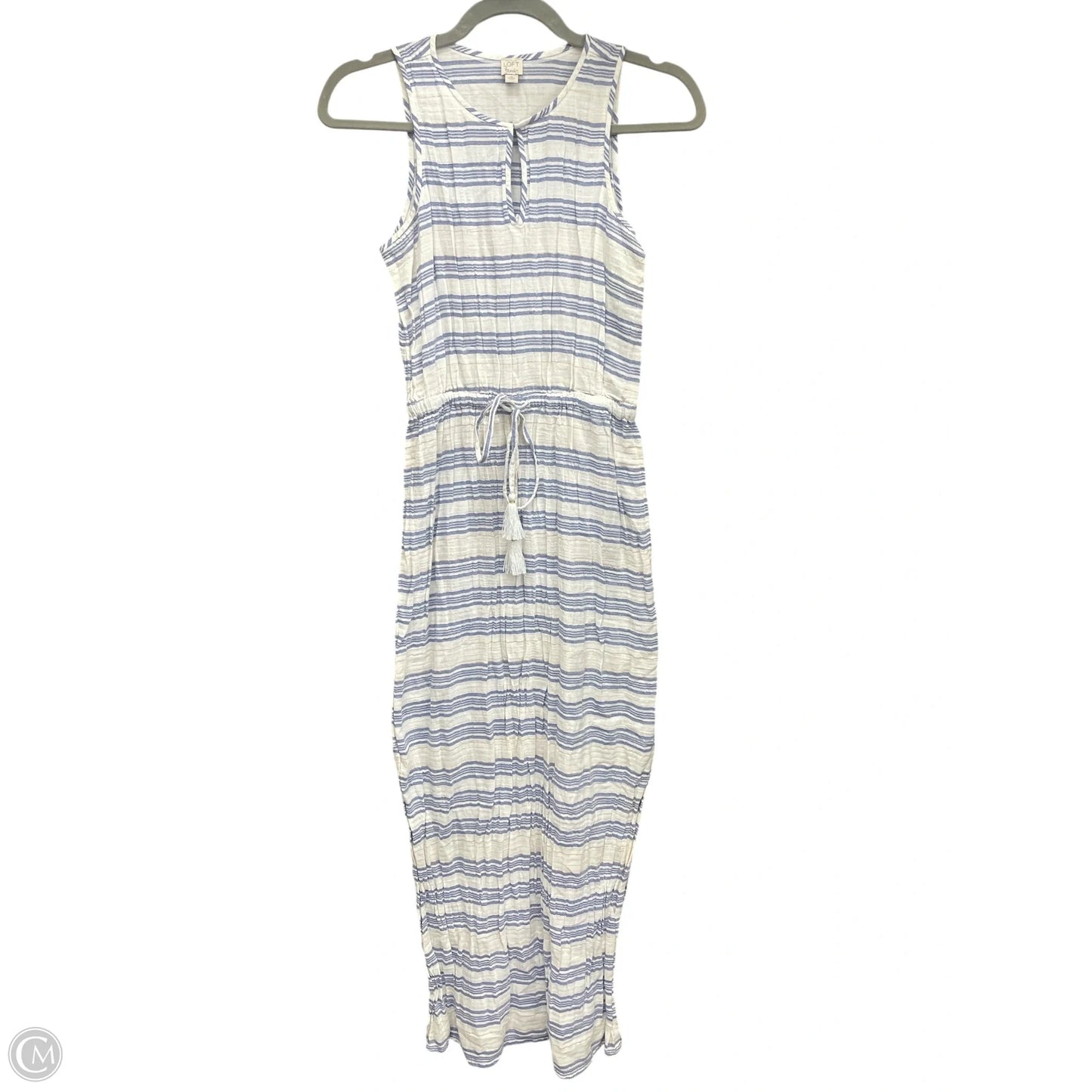 Dress Casual Midi By Loft In Blue & White, Size: Xs